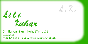 lili kuhar business card